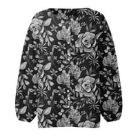 Ženski novi casual labav rupni rukav cvijeće za rupu Ispis modne majice za žene lakat majice za žene