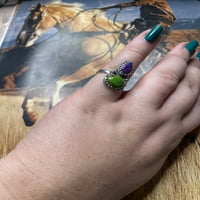 Ručno rađeni ljubičasti san i zelena mojave prstena veličine 6.5