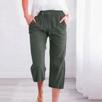 Viikei ženske hlače plus veličina modnih ženskih ležerne boje elastične labave hlače ravno široke pantalone za noge sa džepom