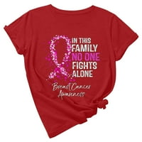 Smanjena majica raka dojke za žene ružičaste vrpce Ležerne prilike kratkih rukava od bluza pisma bluza za ispis majica majica u oktobru, crvena