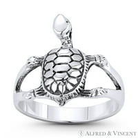 Kornjača kornjača duh životinjski šarm desni boho prsten u oksidiranom. Srebrna srebra