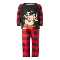 XKWYSHOP Porodica koja odgovara Božićne pidžame Set Elk Print Tops Plaid Hlače Spavaća odjeća Xmas Jammies