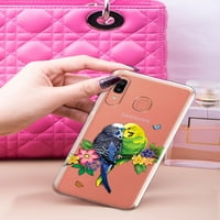 Meka TPU Clear Case Slim zaštitni poklopac za Samsung Galaxy A A 6,4 , Budgie Parakeet LoveBird