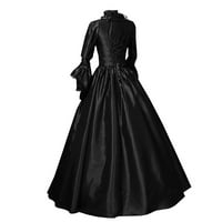 HGW Wonege Vintage Retro Gotic Dugih rukava s kapuljačom dugih haljina crne 4xL