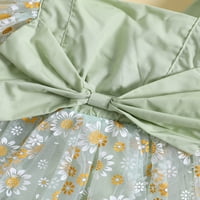 Frobukio Toddler Baby Girls ROMPER haljina letjeti Square Cvjetni izrez Print Tulle Haljina Bowknot