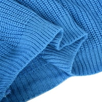 Slatki džemperi za žene Trendi modni ženski povremeni dugih rukava čvrsto zaštićeni pletenje V-izrez džemper plavi s