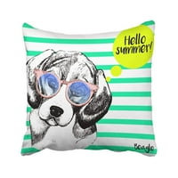 Izbliza portret beagle-a noseći sunčane naočale Pozdrav ljetni kućni jastučni jastučni jastučni jastuk