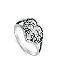 Celtic Filigranski srčani križ za prsten Sterling Srebrna traka nakita Ženska muško unise veličine 6