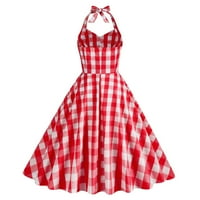 Ležerna haljina za žene 1950-ih Rockabilly haljina bez rukava bez rukava vintage haljina provjerena retro ljuljačka haljina linija elegantna vjenčana haljina veličine m