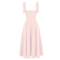 Ženske haljine klirence kratki rukav A-line midi haljina, labava halter tiskana ljetna haljina ružičasta xl