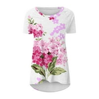 Ženske vrhove Ženska bluza s kratkim rukavima Labavi cvjetni ljetni okrugli izrez košulje ružičaste