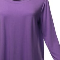 A2Y ženska premium čvrsti dugi rukav okrugli posadni posadni vrat Top košulja Purple 2xl