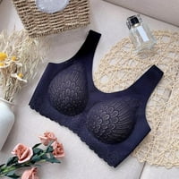 Ženska bešavna čipka grudnjaka Udobna bežična dnevna Bralette sa uklonjivim jastučićima - Black_XL