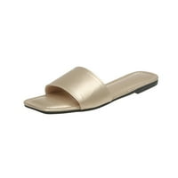 Zunfeo Womens Ravne cipele - vanjske sandale Square Square TOE modni povremeni par papuče zlato 6.5