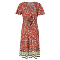 Proljetne haljine za ženske ležerne slobodne cvjetne ispise Rhombic Beach Style Temperamentalna plus haljina za žene