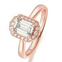18K Rose Gold Smaragd Cut Moissite Angažman prsten nakita za žene za žene