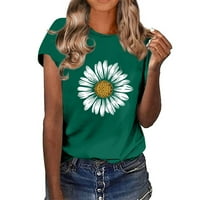 Ženski vrhovi bluza Grafički print kratkih rukava modne žene T-majice Crew vrat Ljetni tunik Tee Green