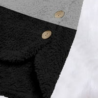 Duks za žene stabilna odjeća Women plus veličina gumba plišane vrhove kapuljača sa kapuljačom sa kaputama od vune zimske jakne crna 3xl