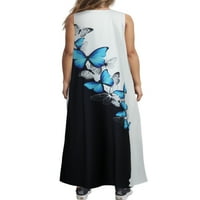Ženska tenka haljina V izrez Long Maxi haljine bez rukava ljeto plaža Sunderss Ladies Kaftan Holiday Style AB L