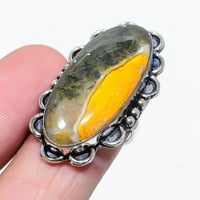 BumbleBee Jasper Gemstone Sterling srebrni nakit zvona veličine 6.5