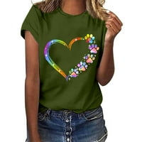 Košulje za žensku kontumu Casual Pismo Ispis kratkih rukava Labava majica Bluza Green XXL