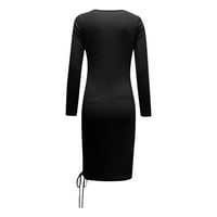 Haljina haljina Ženska pletena džemper Erotogena mini haljina naleted crnka dugih rukava s dugim rukavima crna koktel haljina