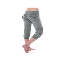 Capris pantalone za žene Stretch visoko struk joga sportske košulje Casual CrckString teretana vježbati atletičke palte s džepovima