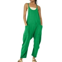 LisingTool Jumpsuits za žene Ženske labave ležerne kaznene kaiševe skakače za skakanje u rastućim širokim nogama s dvije pantalone za žene za žene zelene boje