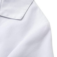 Ženska jakna - ovratnik na dugme Dugme s dugim rukavima s dugim rukavima Čvrsta jednostavna casual dugački jakna Omotač bijeli l