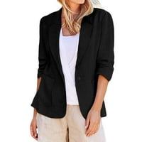 Kaputi za žensku modu skrenuti navratnik u tri četvrtine rukava cardiganska bluza crna l