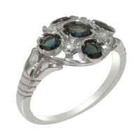 Britanci napravio 14k bijeli zlatnik London Blue Topaz & Diamond Ring Womens Izjava Prsten - Opcije
