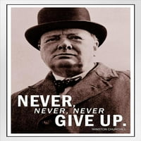 Nikad se nikada ne odustajte od fotografije Winston Churchill fotografije poznati motivacijski inspirativni citat Teamwork Inspire Quitation zahvalnost Pozitivnost motiviraj potpisuje bijelo drvo Umjetnički poster 14x20