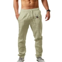 Muška modna ležerna posteljina posteljina u džepu čipkasti hlače velike veličine hlače casual pantalone