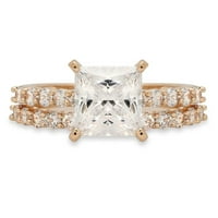2. CT Princess Rese Realni originalni prirodni dijamant VS1-VS J-K 18K Žuti zlatni angažman vjenčani mladenci Dizajnerski prsten BW set veličine 5.5