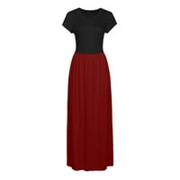 Padutske haljine za ženske ležerne labave točno shift haljina s malim bojama, rublice kratkih rukava crvena, s