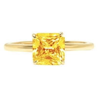 1. CT Brilliant Asscher Clear Simulirani dijamant 18k žuti zlatni pasijans prsten sz 6