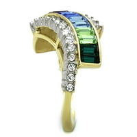 Ženski zlatni prstenovi dva tonskog IP zlatnog čelika od nehrđajućeg čelika sa gornjim kristalom u više boja TK1575