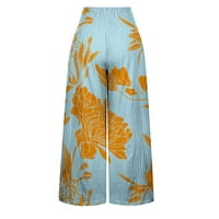 CLLIOS PLUS size pamučne pantalone za žene Ljeto Visoko struk Pantne casual vučne čarobne pantalone Ispis lagane hlače na plaži