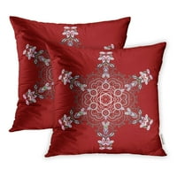 Siva jednostavna lijepa snježna pahuljica za slatke snježne pahulje na šarenom crvenom poklopcu jastučnog jastučnog jastuka od 2