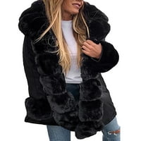 Enwejyy ženski zimski termalni džep za crtanje kaputa za vuču Hetachable Fau krznene jakne sa kapuljačom