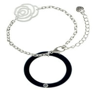 Delight nakit akril 1 2 prsten sa crnim crnim srebrnim tonom cvjetnim lancem lančane narukvice, 6,75