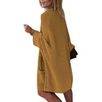 Afany ženski dugi rukav otvoren prednji ležerni lagani mekani džemper s džemper od klina