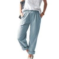 Puawkoer džepna čvrsto zatezanje Ženske pantalone Hlače Odjeća posteljinu povremene pamučne hlače Odjeće