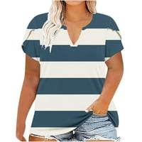 Ausyst plus veličine za žene modne ležerne tiskarske košulje kratki rukav labav tee vrhovi V-izrez tunika