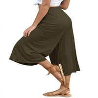 Žene Čvrsta boja elastična struka čipke široke pantalone za noge