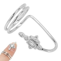 Ženski prsten za nokte za žene, ukrasni modni prsten za prsten nakit nakit noktiju umjetničke prstene dame noseći pribor za nokte, elektropirani bakreni prstenje za bakrene prstenje za svakodnevnu upotrebu [srebrna]