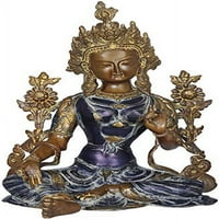 Exotic Indija Tibetan Budist Boyity Green Tara - Mesing statue - Boja antikva boja