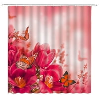 Cvjetni leptir zastove za tuširanje Spring cvjetni biljni scenografija u obliku kupatila dekor vodootporna krpa viseći zavjese