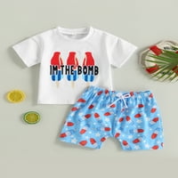 GENUISKIDS TODDLER Baby Boys Ljetne odjeće 2T 3T 4T Djeca 4. jula Odjeća Bijela majica s kratkim rukavima
