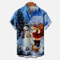 Taotanxi Men Casual Solid gumdovi Božićni Santa Claus Print sa džepnim poklopcem kratkih rukava za bluzu